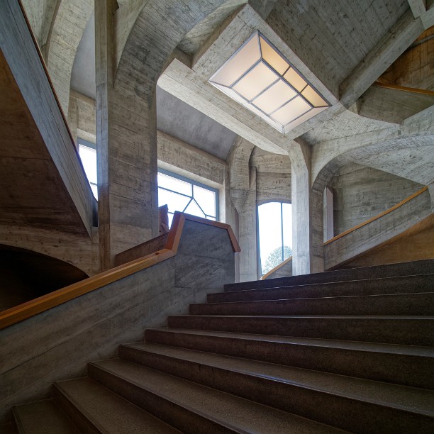 Goetheanum , Dornach Schweiz, Westlicher Treppenaufgang im Goetheanum in Dornach, nach Entwürfen von Rudolf Steiner